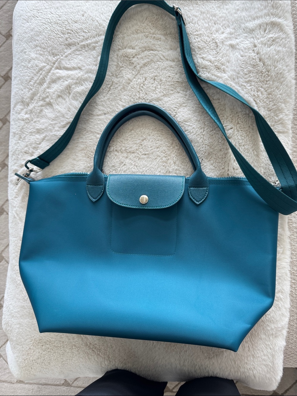 Teal Shoulder Tote Bag with Top Handles